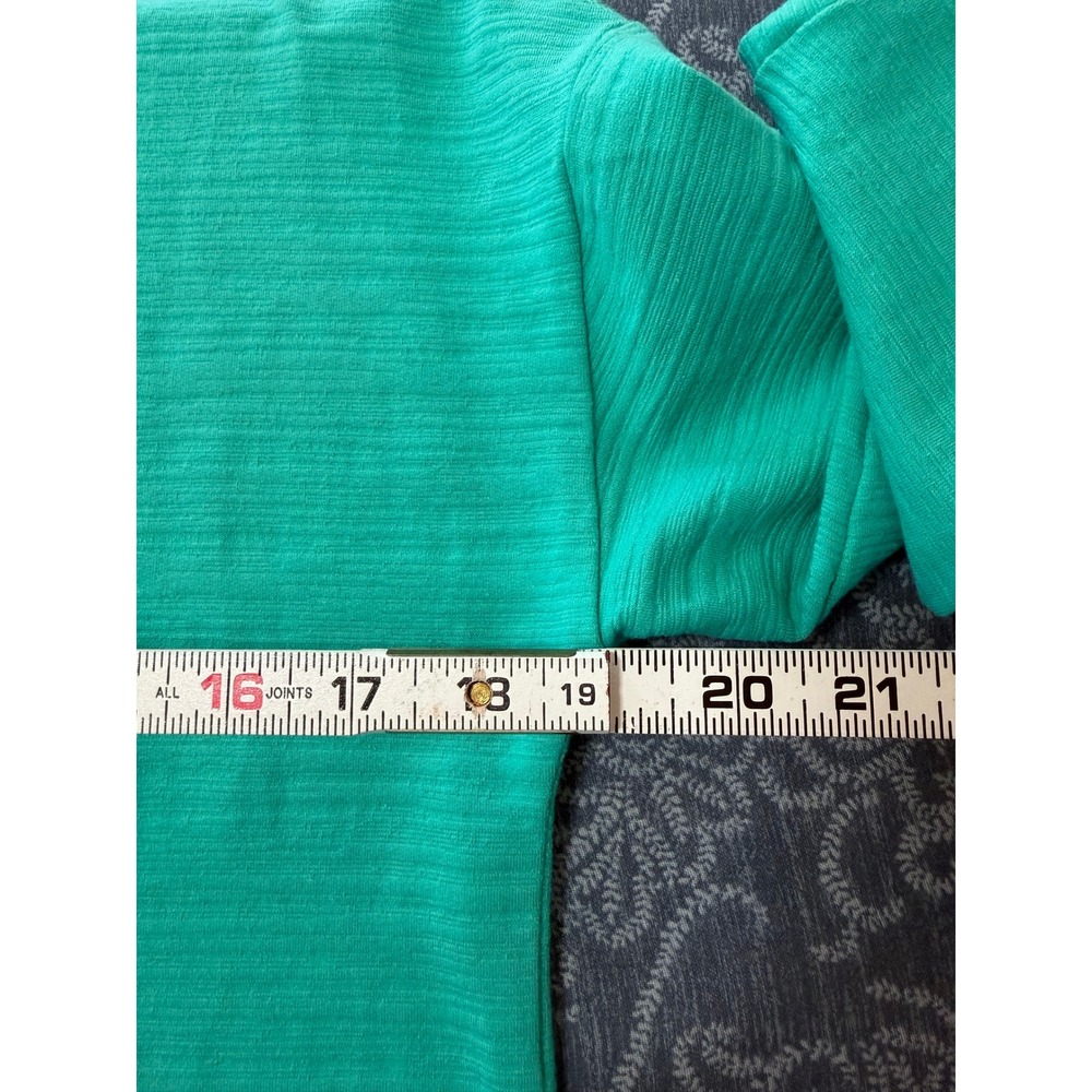 T by Talbots UPF 50+ Top XS Teal Green Crewneck Slub Slit Pullover Beach - Picture 5 of 6